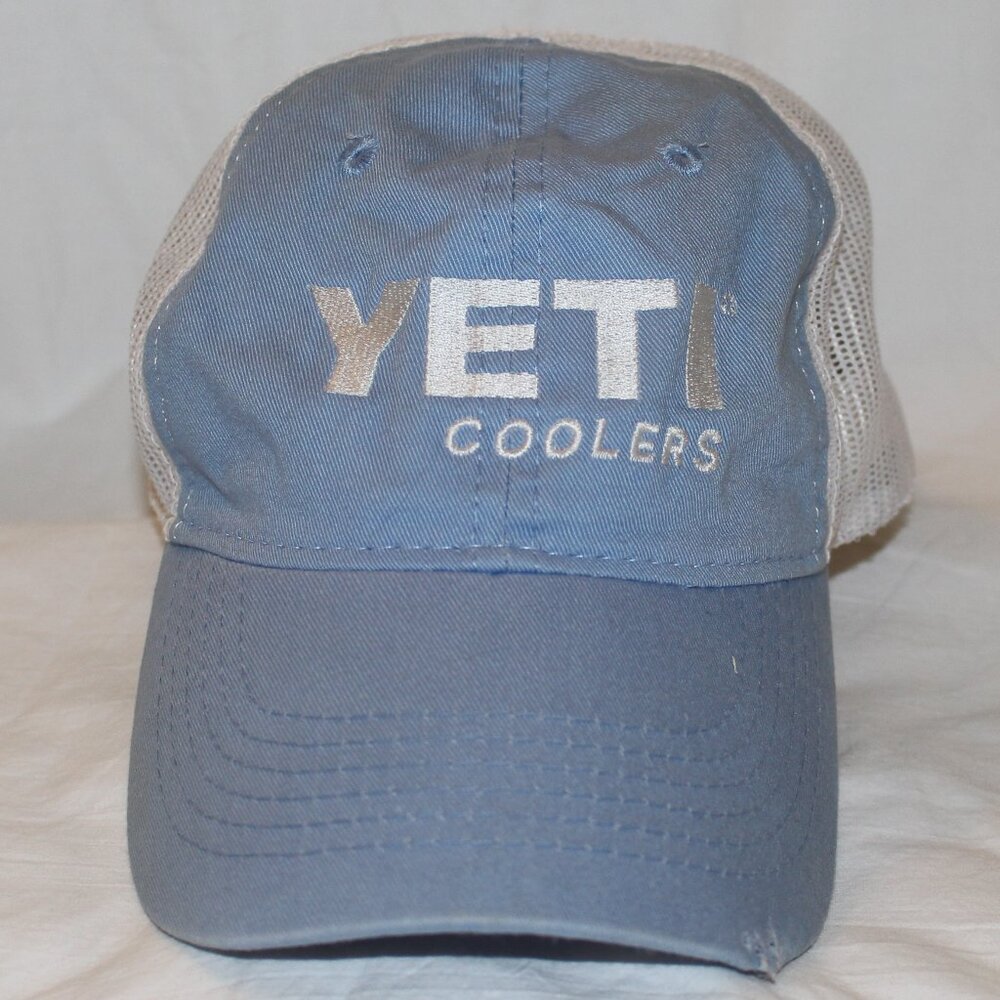 Yeti Cooler Carolina Blue/White Soft Crown Baseball Hat Velcro Adjustable Strap